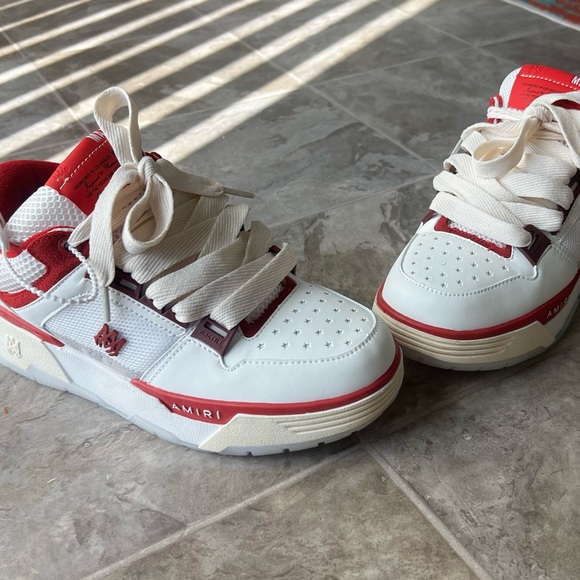 AMIRI White and Burgundy Low-Top Sneakers - Picture 5 of 6